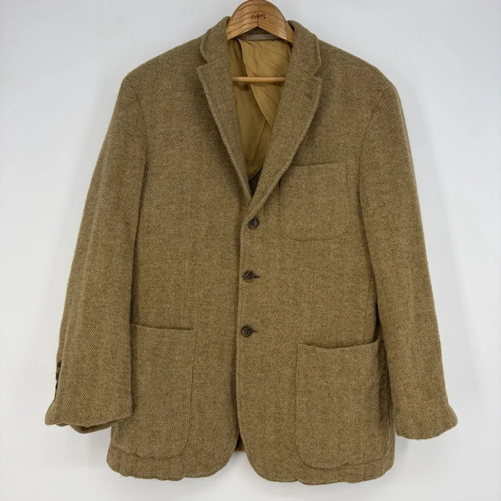 VTG‎ Crittenden Mackinnon Scotland Wool Blazer ML Tweed Herringbone Unstructured